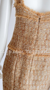 CHANEL 05S Gold Metallic Woven Tweed Dress 38 40 シャネル ゴールド メタリック ツイード ワンピース 即発