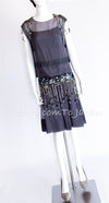 CHANEL 02A Lavender Gray Beads Sequins Collectible Silk Dress 34 36 シャネル ラベンダー・グレー・豪華装飾・ビーズ・スパンコール・コレクティブル・シルク・ワンピース・ドレス 即発