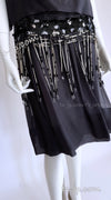 CHANEL 02A Lavender Gray Beads Sequins Collectible Silk Dress 34 36 シャネル ラベンダー・グレー・豪華装飾・ビーズ・スパンコール・コレクティブル・シルク・ワンピース・ドレス 即発