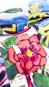 CHANEL 15C Camellia Multicolor Cotton Silk Runway Dress 38 シャネル カメリア柄 マルチカラー コットン シルク ランウェイ ワンピース 即発