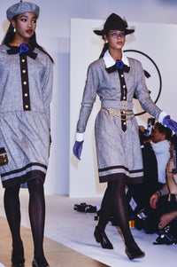 CHANEL 88A Vintage Naomi Campbell Gray Ribbon Bow Dress 40 シャネル ヴィンテージ・グレー・リボン・ワンピース 即発