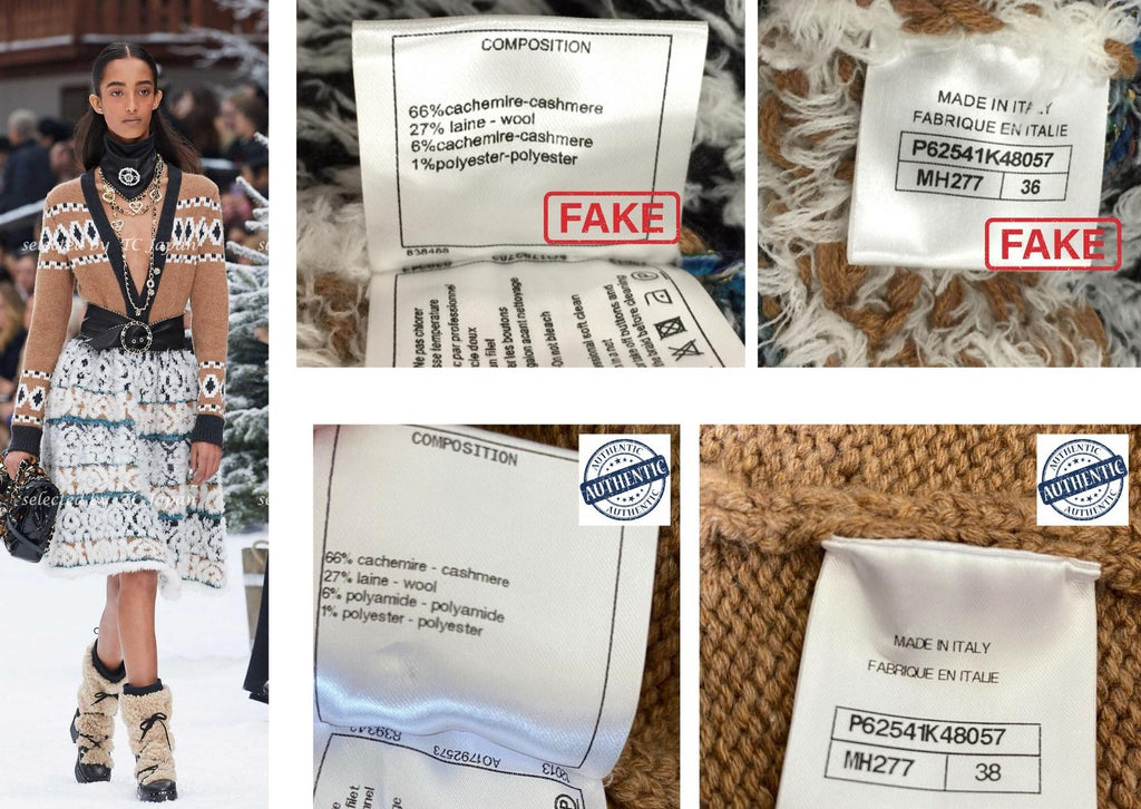 CHANEL 19A knit dress fake and authentic labels