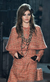 CHANEL 16PF Orange Brown Beige Tweed Jacket Cape 34 36 38 シャネル オレンジ ブラウン ベージュ ツイード ジャケット ポンチョ ケープ 即発