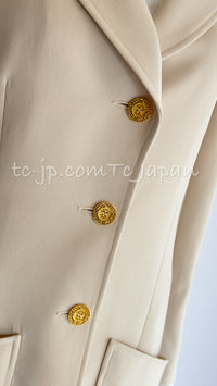 CHANEL 97S Vintage Beige Gold Buttons Wool Blazer Jacket 40 シャネル ヴィンテージ・ベージュ・ゴールド・ボタン・ウール・ブレザー・ジャケット 即発