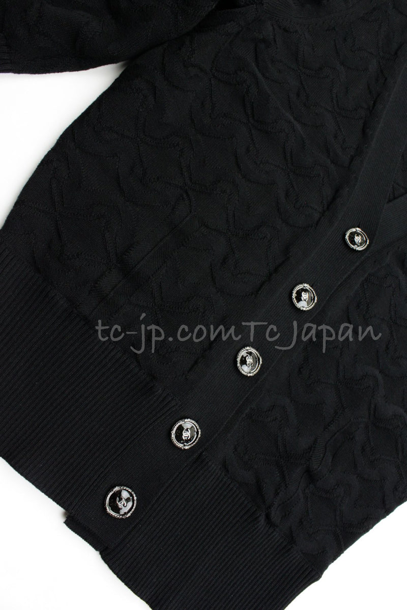 CHANEL 13C Black Knit Cotton Cardigan 36 シャネル ブラック・ニット・カーディガン