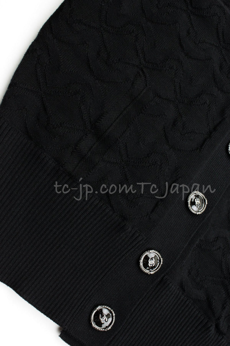 CHANEL 13C Black Knit Cotton Cardigan 36 シャネル ブラック・ニット・カーディガン