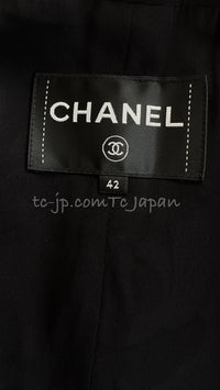 CHANEL 19B Black Metallic Zipper Tweed Jacket 42 44 シャネル・ブラック・メタリック・ジッパー・ツイード・ジャケット