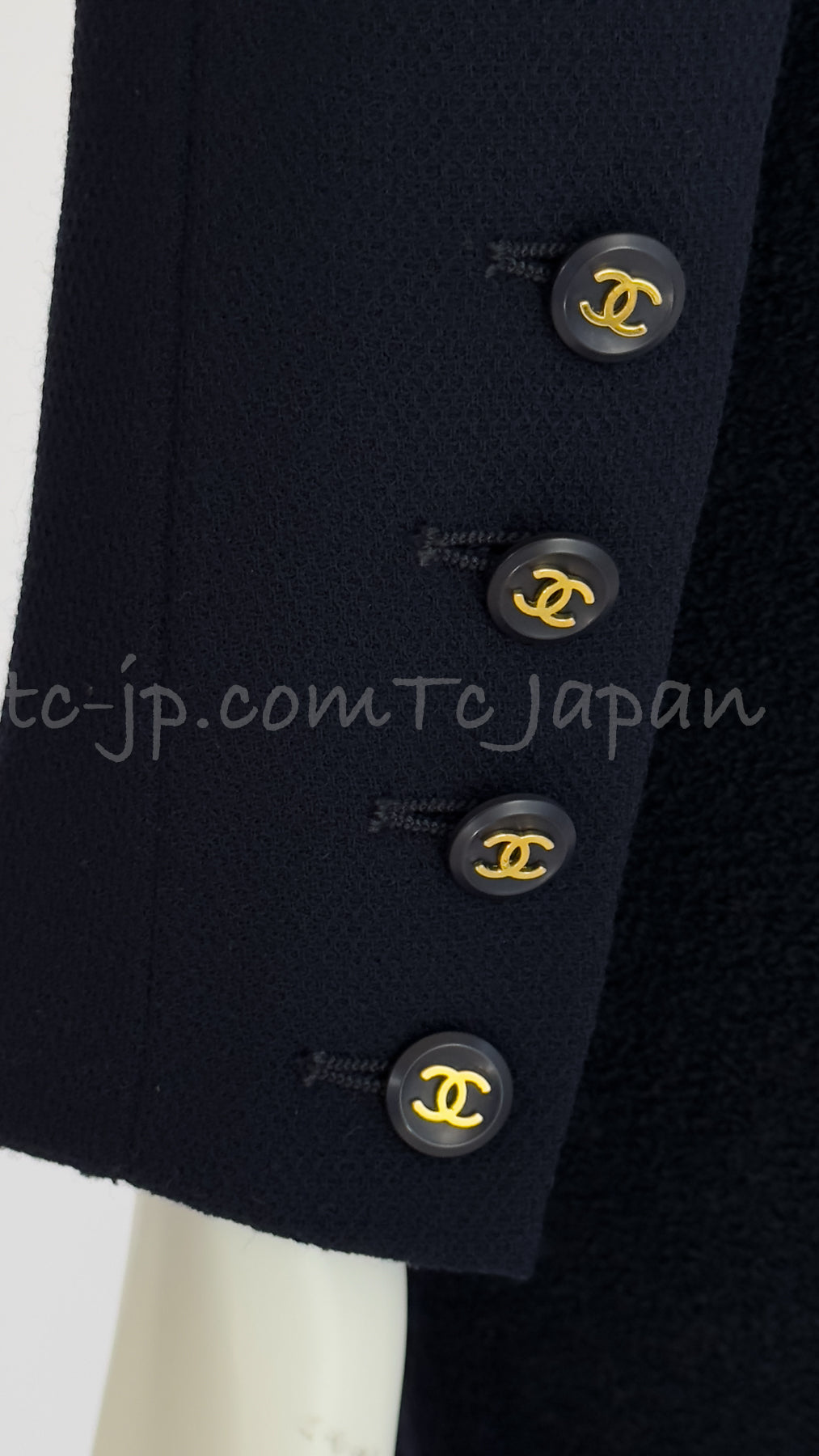 CHANEL 95S Vintage Dark Navy Belt Wool Blazer Jacket 36 38 シャネル ヴィンテージ・ダークネイビー・ウール・ベルト付きジャケット 即発