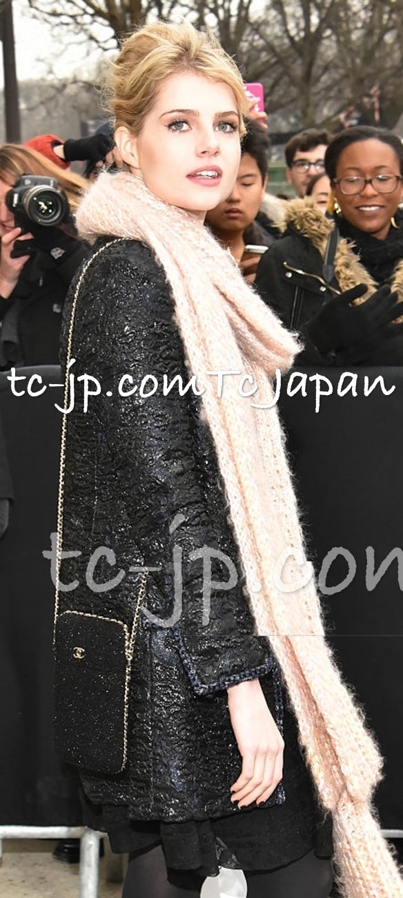 CHANEL 16B Black Navy Camellia Jacket Coat 34 シャネル カメリア 3D・ジャケット・コート