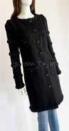 CHANEL 08PF $10K Black Wool Cashmere Braid Trimming Coat 38 40 シャネル ブラック・ウール・カシミア・ブレイドトリミング・コート