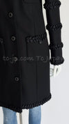 CHANEL 08PF $10K Black Wool Cashmere Braid Trimming Coat 38 40 シャネル ブラック・ウール・カシミア・ブレイドトリミング・コート