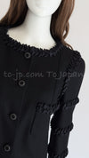 CHANEL 08PF $10K Black Wool Cashmere Braid Trimming Coat 38 40 シャネル ブラック・ウール・カシミア・ブレイドトリミング・コート