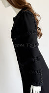 CHANEL 08PF $10K Black Wool Cashmere Braid Trimming Coat 38 40 シャネル ブラック・ウール・カシミア・ブレイドトリミング・コート