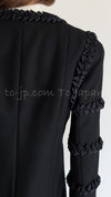 CHANEL 08PF $10K Black Wool Cashmere Braid Trimming Coat 38 40 シャネル ブラック・ウール・カシミア・ブレイドトリミング・コート