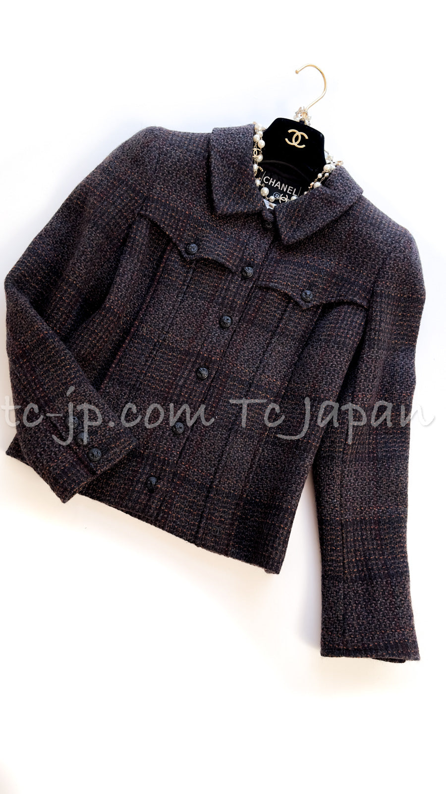 CHANEL 02A Gray Multicolor Mélange Wool Tweed Jacket 36 シャネル グレー・マルチ・メランジ  ウール・ツイード・ジャケット 即発