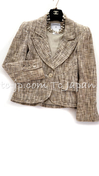 CHANEL 03S Beige Cotton Tweed Jacket 36 38 シャネル ベージュ コットン ツイード ジャケット 即発