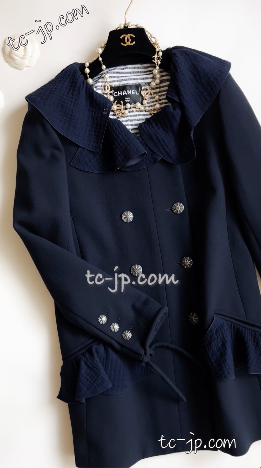 CHANEL 20S Navy Wool Jacket Coat 38 シャネル ネイビー・ウール・ジャケット・コート