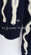 CHANEL 18PF Navy Ivory Wool Cashmere Turtleneck Knit Sweater 36 38 シャネル ネイビー アイボリー ウール カシミア タートルネック ケーブル ニット セーター 即発