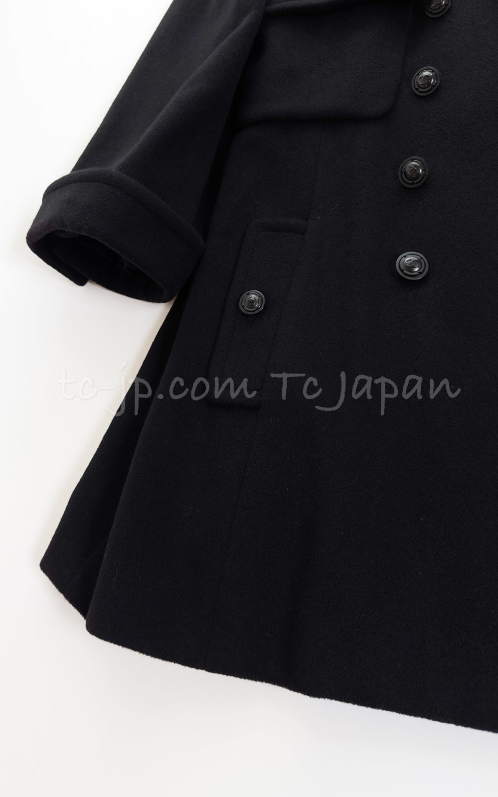 CHANEL 97A Vintage Black Cashmere 100 Double Jacket Coat 42 44 シャネル  ヴィンテージ・ブラック・カシミア 100・ダブル・ジャケット・コート 即発