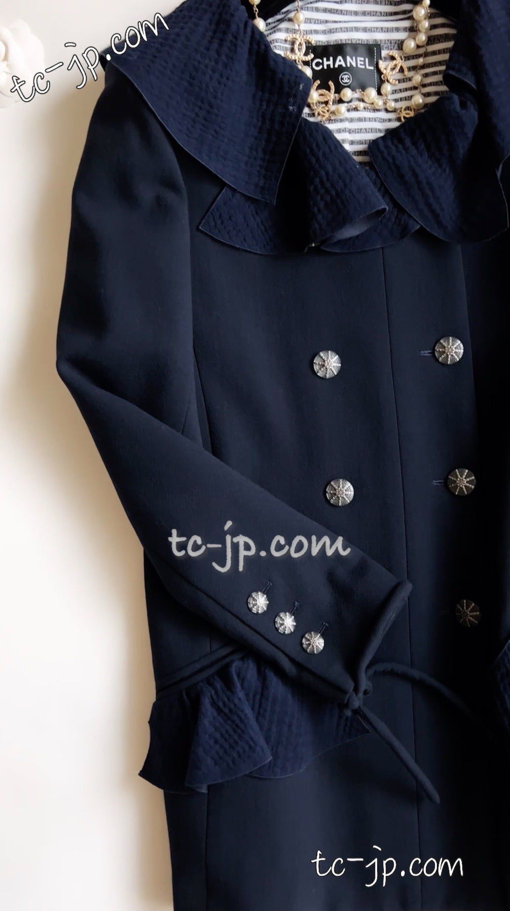 CHANEL 20S Navy Wool Jacket Coat 38 シャネル ネイビー・ウール・ジャケット・コート