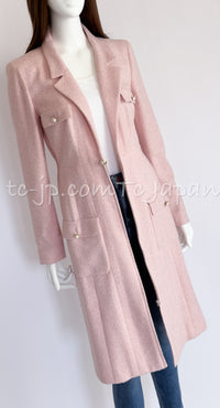 CHANEL 02S Pale Pink Zip Up Silk Tweed Jacket Coat 38 シャネル 淡いピンク ジッパー シルク ツイード ジャケット コート 即発