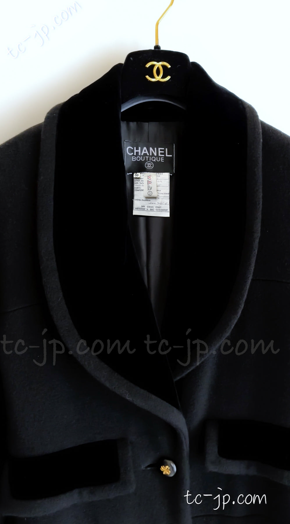 シャネル ヴィンテージ・ブラック・カシミア100% ロングコート CHANEL