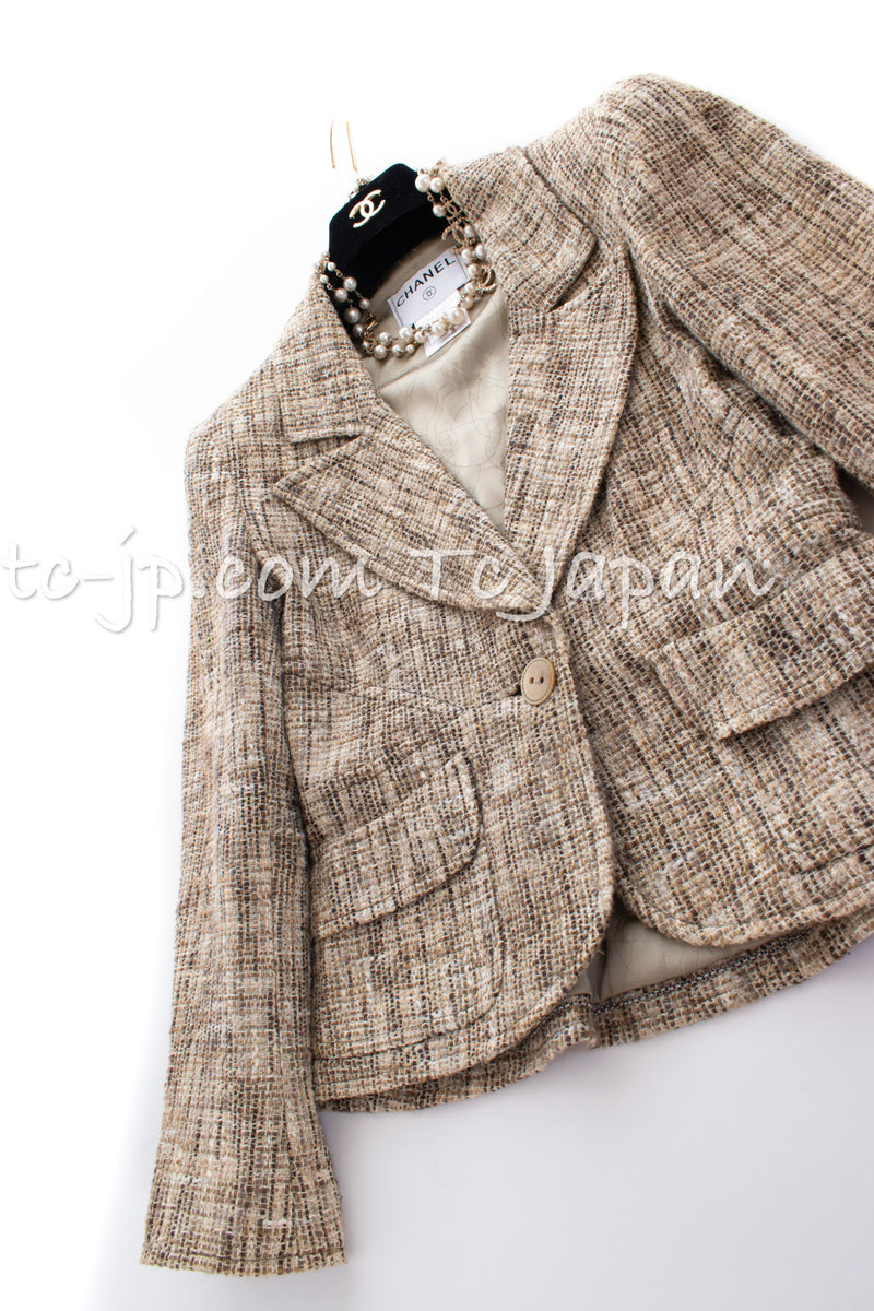CHANEL 03S Beige Cotton Tweed Jacket 36 38 シャネル ベージュ コットン ツイード ジャケット 即発