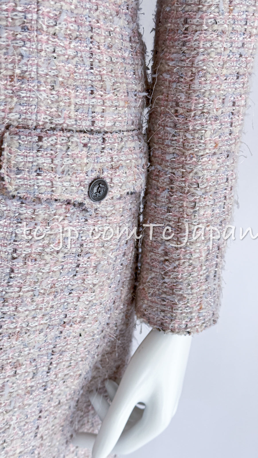 CHANEL 04A Pink Gray Multi Mix Tweed Long Coat 36 38 シャネル  ピンク・グレー・マルチ・ミックス・ツイード・ロングコート 即発