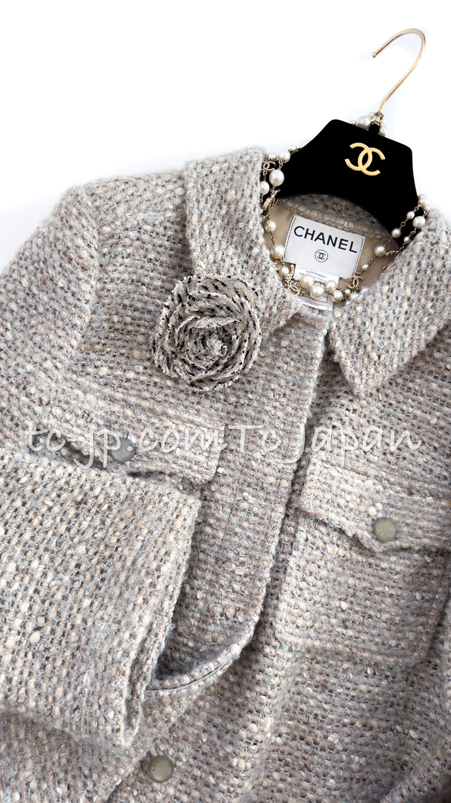 CHANEL 99A Vintage Beige Gray Tweed Jacket 40 42 44 シャネル  ヴィンテージ・ベージュ・グレー・ツイード・ジャケット 即発