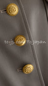 CHANEL 96A Vintage Gray Gold Buttons Belt Military Jacket Skirt Suit 40 シャネル ヴィンテージ・グレー・ゴールドCCボタン・ベルト・ミリタリー ジャケット・スカート・スーツ即発