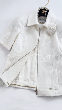 CHANEL 19S White Zipper Tweed Jacket 34 シャネル ホワイト ジッパー ツイード ジャケット 即発