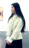 CHANEL 11A Ivory Wool Gold Chain Trim Jacket 36 シャネル アイボリー ウール ゴールドチェーン トリム ココボタン ジャケット 即発