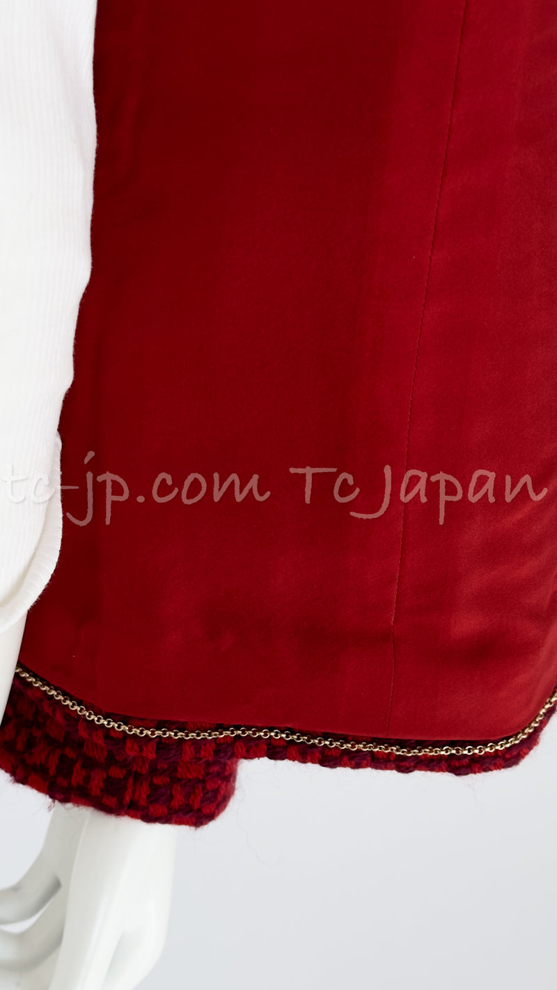 CHANEL 00A Red Black Grey Blue Swarovski CC Button Wool Tweed Jacket 38 40 シャネル レッド・ブラック・グレー・スワロフスキーCCボタン・ウール・ツイード・ジャケット 即発 - TC JAPAN