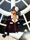 CHANEL 89S Vintage Dark Navy Ivory Creme Tweed Jacket Skirt Suit 38 40 シャネル ヴィンテージ・ダークネイビー・アイボリー・ツイード・ジャケット・スカート・スーツ