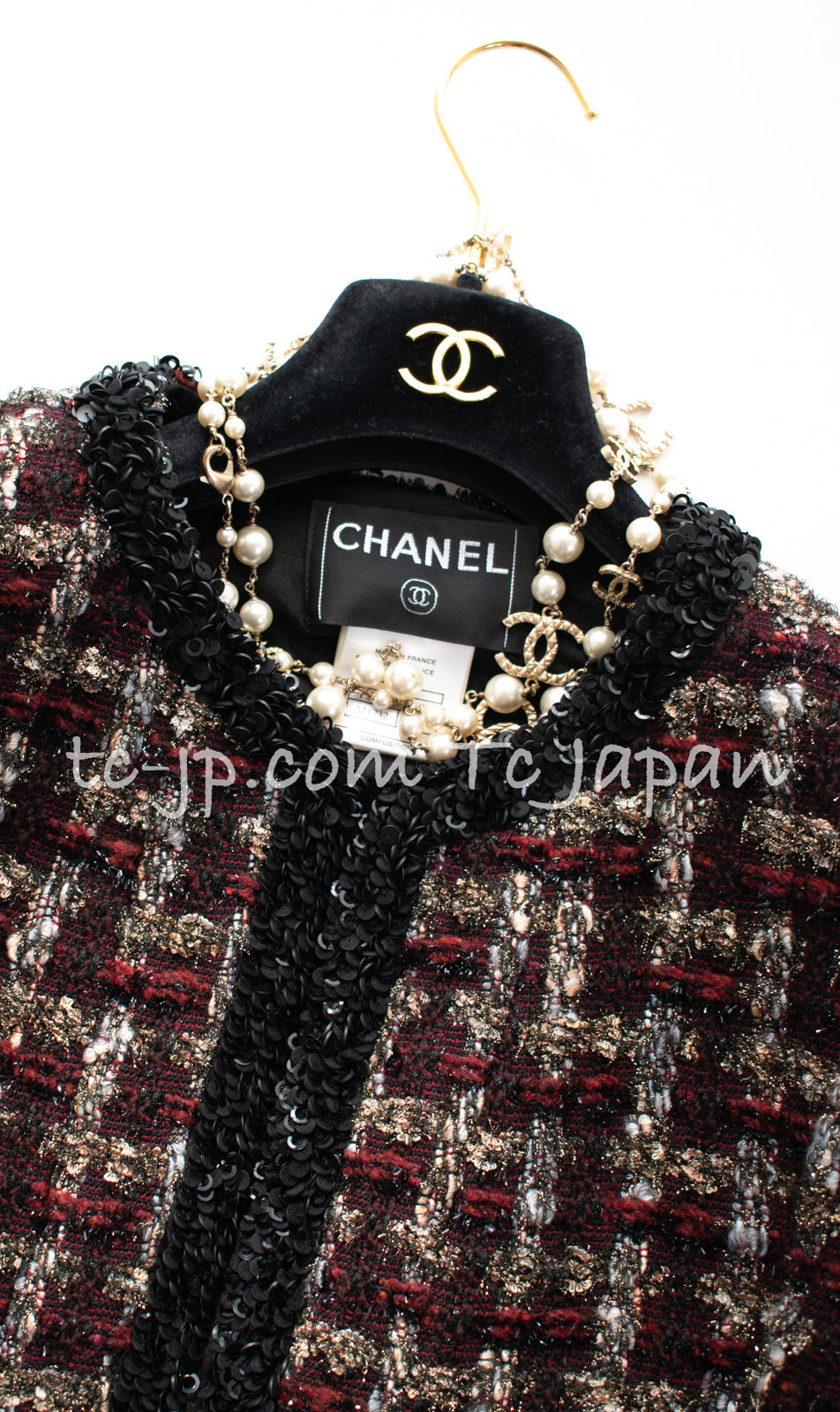 シャネル ボルドー・ブラウン・ミックス・ツイード・ジャケット CHANEL