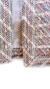 CHANEL 03S Gray Ivory Pink Striped Brouse Wool Cotton Tweed Jacket 36 シャネル グレー アイボリー ピンク ストライプ ウール コットン ツイード ジャケット 即発