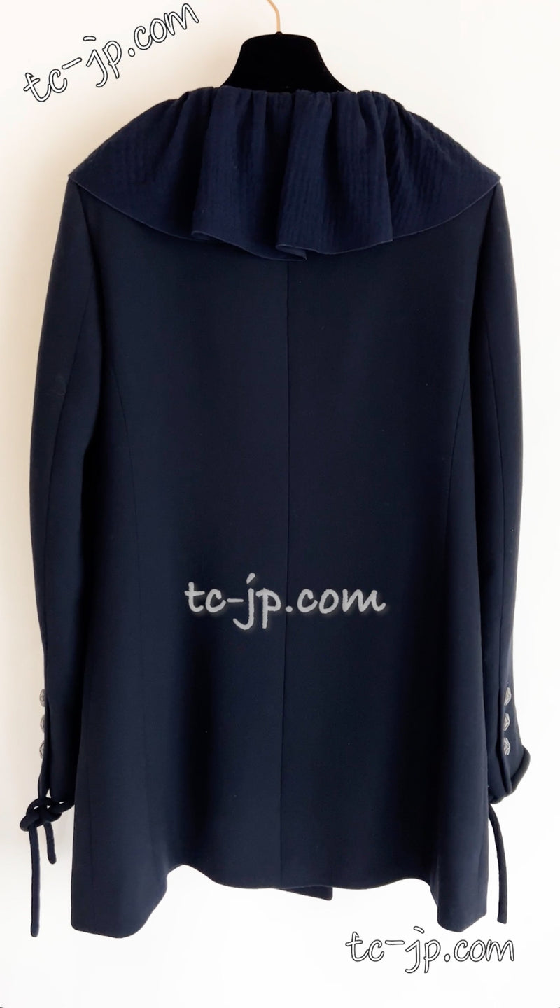 CHANEL 20S Navy Wool Jacket Coat 38 シャネル ネイビー・ウール・ジャケット・コート