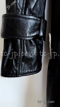 CHANEL 11A Black Lambskin Leather Double Coat 34 シャネル ブラック ラムスキン レザー ダブル コート 即発