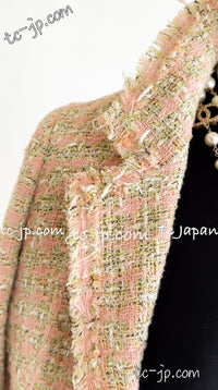 CHANEL 05S Pink Green Ivory Tweed Jacket Skirt Suit 36 38 シャネル ピンク・グリーン・アイボリー・ツイード・ジャケット・スカート・スーツ 即発