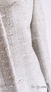 CHANEL 99A Vintage Silver Gray Leather Ribbon Jacket 44 シャネル ヴィンテージ・シルバー・グレー・レザー・リボン・ジャケット 即発