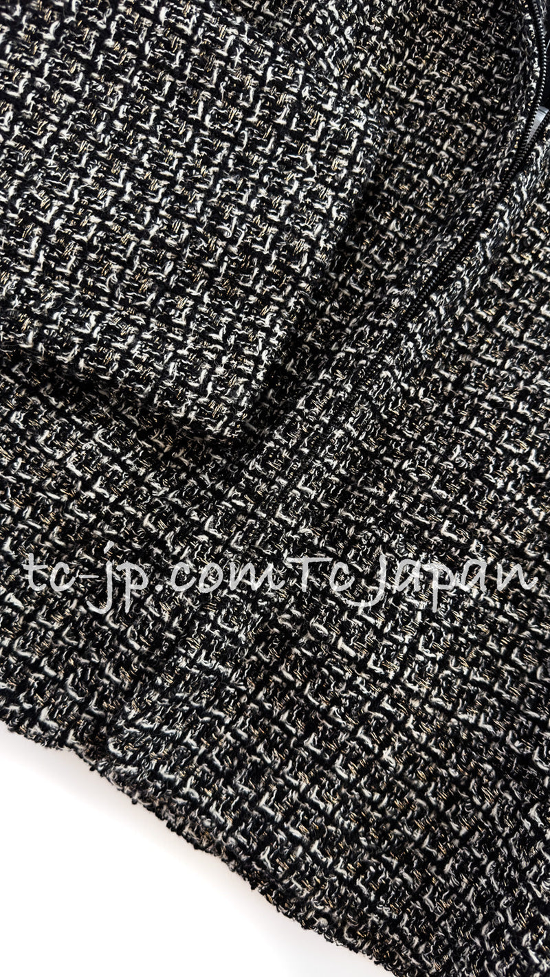 CHANEL 12A Black Gray Metallic Zipper Tweed Jacket 36 38 シャネル ブラック グレー メタリック ジッパー ツイード ジャケット 即発