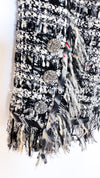 CHANEL 04S Ivory Black Fringed Tweed Cardigan Jacket 34 シャネル アイボリー・ブラック・フリンジ・ツイード・カーディガン・ジャケット 即発
