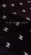 CHANEL 20N Coco Neige Burgundy Black CC logo Knit Zipup Tops 38 40 シャネル ココネージュ・バーガンディー・CCロゴいっぱい・ニット・半袖カットソー・トップス