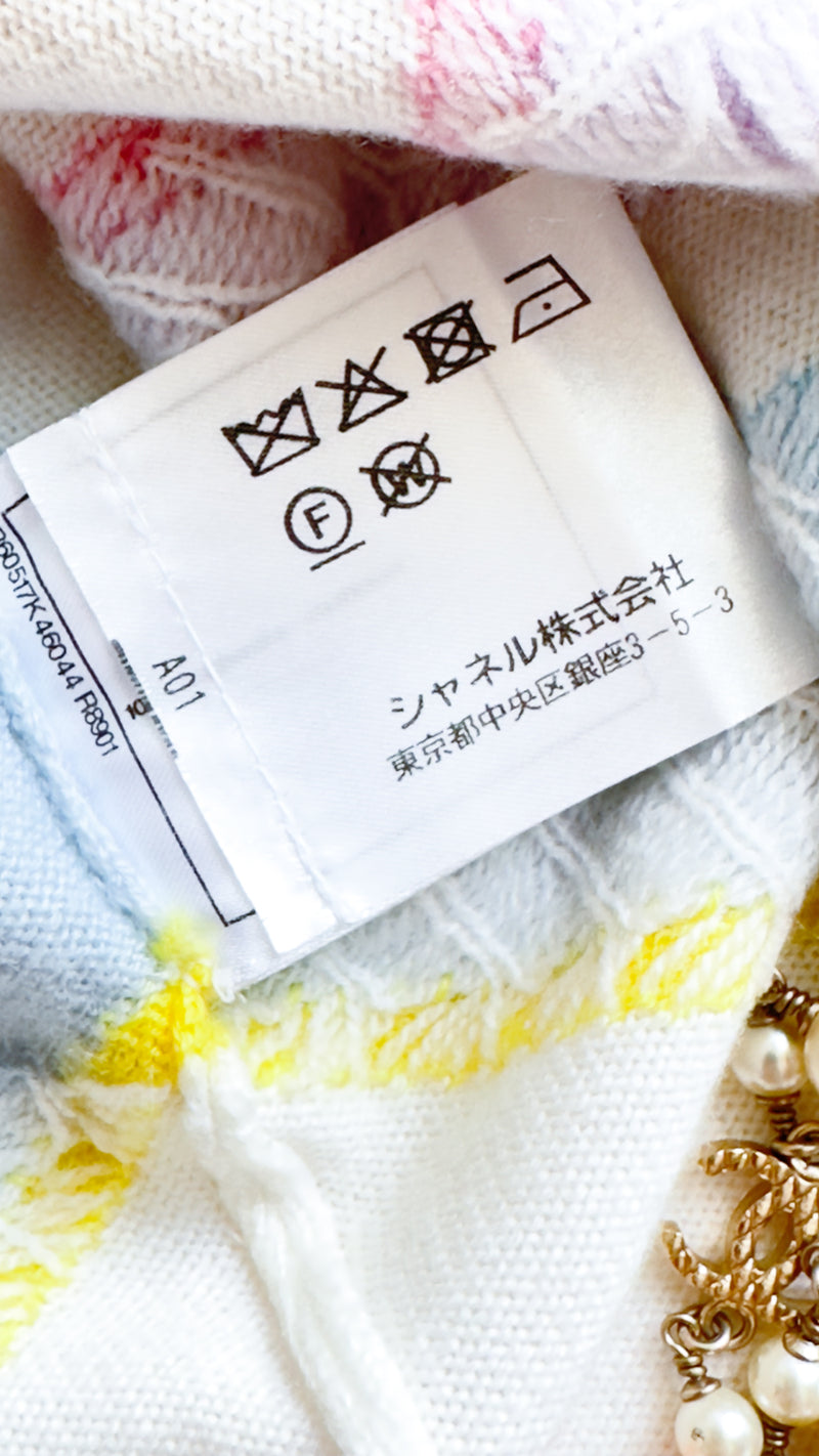 CHANEL 19C Creme Rainbow Cashmere Sweater 42 シャネル クリーム・レインボー・カシミア・セーター 即発