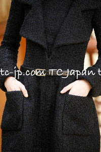 CHANEL 15A Black Navy Metallic Zipper Coat 36 シャネル ブラック ネイビー メタリック ジッパー コート 即発