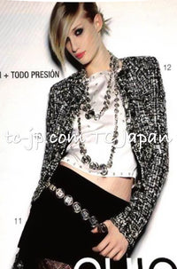CHANEL 03A White Black Mixed Lesage Sequin Tweed Jacket 38 シャネル ホワイト ブラック ミックス ルサージュ スパンコール ツイード ジャケット 即発
