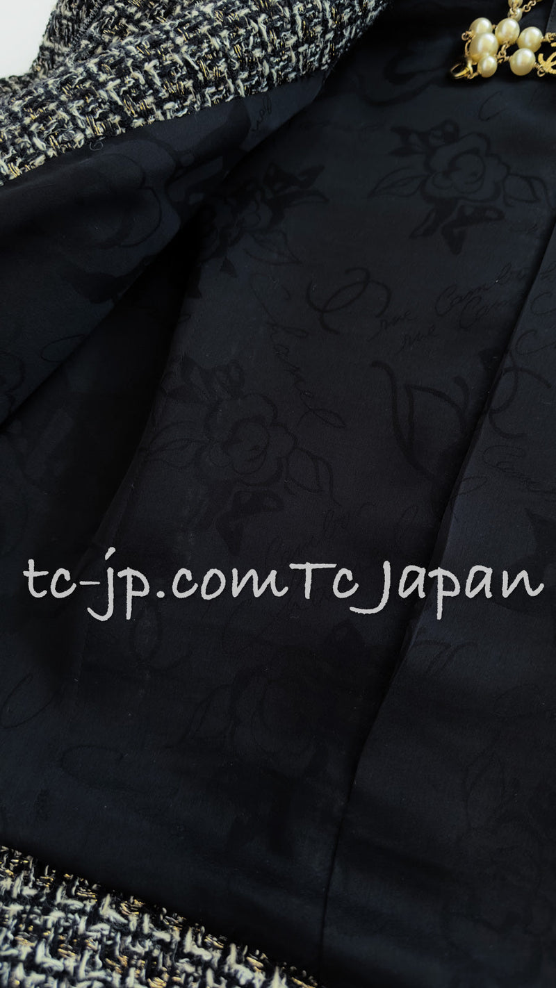 CHANEL 12A Black Gray Metallic Zipper Tweed Jacket 36 38 シャネル ブラック グレー メタリック ジッパー ツイード ジャケット 即発