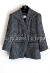 CHANEL 12A Black Gray Metallic Tweed Jacket 36 38 シャネル ブラック グレー メタリック ツイード ジャケット 即発