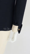 CHANEL 89S Vintage Dark Navy Ivory Creme Tweed Jacket Skirt Suit 38 40 シャネル ヴィンテージ・ダークネイビー・アイボリー・ツイード・ジャケット・スカート・スーツ