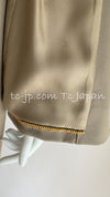 CHANEL 96A Vintage Gray Gold Buttons Belt Military Jacket Skirt Suit 40 シャネル ヴィンテージ・グレー・ゴールドCCボタン・ベルト・ミリタリー ジャケット・スカート・スーツ即発